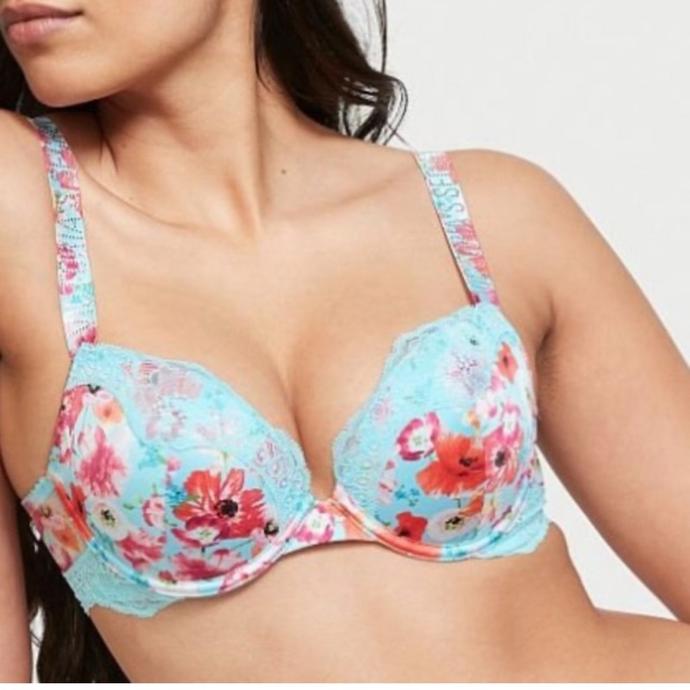 Victoria’s Secret Bombshell Very Sexy Floral Lace Trim Push-Up Bra size 36DDD
